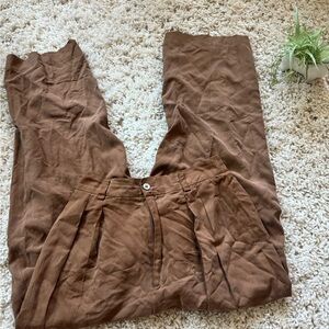 Classiques Entier Brown  tan 100% silk wide leg streetwear baggy trendin…